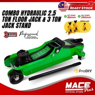 COMBO Hydraulic Floor Jack 2.5 Ton + Jack Stand 3 Ton Heavy Duty 80mm - 350mm High Repair Tools Car 