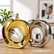Ceramic hollow Apple statue European style luxury gold decoration for table desktop living room bedr