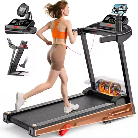 Treadmill with Incline for Home, Folding Treadmill with 300LBS Capacity, 7.5MPH, 16'' Wide Belt, 64 