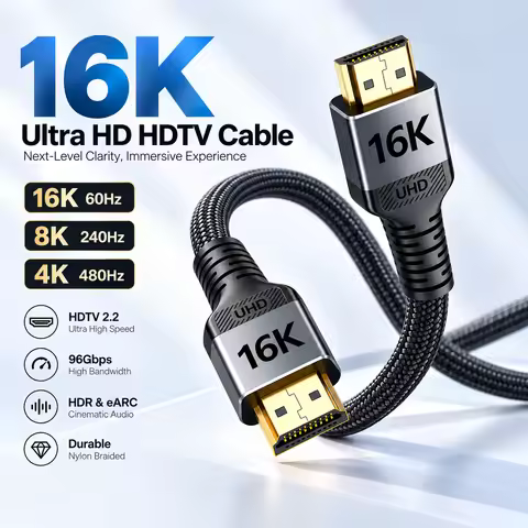 16K HDMI 2.2 Cable, 16K@60Hz 8K@120Hz 4K@240Hz High Speed HDMI Cable for TV Gaming Monitor Laptop PS