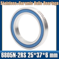☮6805N-2RS Stainless Bearing 25*37*6 mm ( 1 PC ) ABEC-5 6805N RS Bicycle BB Bracket Bottom 25 37 ❣☚