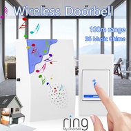 Doorbell ออดไร้สาย กริ่งประตู มี 36 เสียงเรียก เปลี่ยนเสียงได้ ติดตั้งสะดวก กระดิ่งไร้สาย กริ่งประตูบ้าน Wireless Doorbell Music Door Bell 100M Range Remote Control Gate