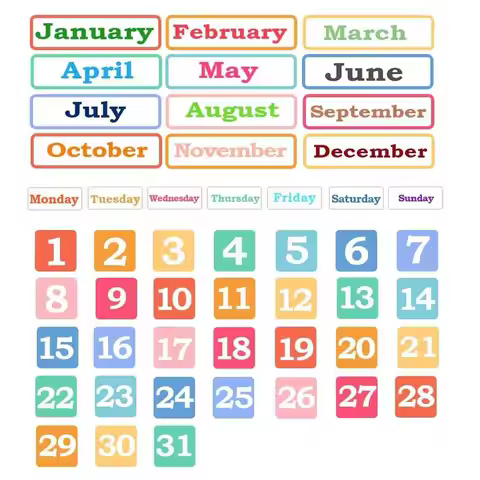 Calendar 1-31 Number Magnets Labels for Whiteboard Refrigerator 50 Pcs Colorful Magnetic Stickers Da