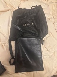 Agnes B. Voyage手袋 Black Leather Shoulder Bag/Messenger Bag