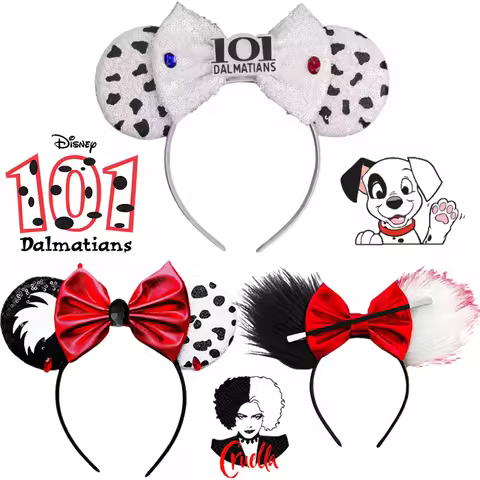 Disney Cruella Ears Headbands Kids Anime 101 Dalmatians Hair Accessories Women Cosplay Cruella De Vi