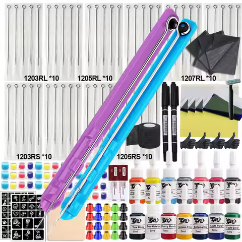 DIY Hand Poke Pen and Stick Tattoo Kit Tool Tattoo Needle Poke Tool with Tattoo Needle Inks for Tatt