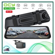 Original QCY P50pro 4K+2K Sony Lens IMX335 Dashcam WiFi Touch Screen Rearview Mirror Car Camera