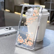 For iPhone 7 8 Plus X XS Max XR 11 12 13 14 pro max 14 Plus The flowers bloom luxuriantly Transparent TPU Fine Hole Phone Case