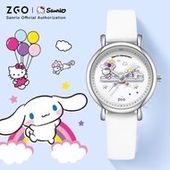 ZGO Sanrio Cinnamoroll women's watch Leather strap Student cute fashionable waterproof quartz watch 