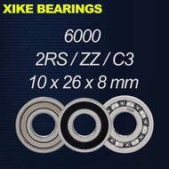 XIKE 6000-2RS/6000ZZ/6000/6000-2RSC3/6000ZZC3/6000C3 - Size 10x26x8mm - Deep Groove Ball Bearings