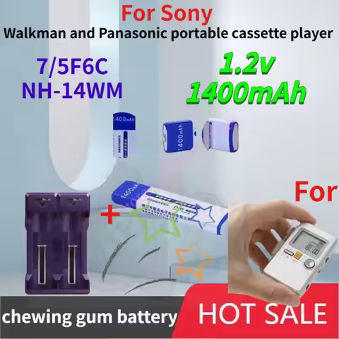 New 1400mAh 1.2V chewing gum battery 7/5F6C NH-14WM battery for Sony Walkman and Panasonic portable 