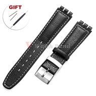 For SWATCH Watch Strap 17mm Genuine Cowhide Bracelet Calfskin Watch Band Men Women Waterproof Sport