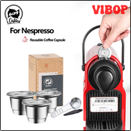 VIBOP i Cafilas for Nespresso Inissia &amp; Pixie Coffee Machine Reusable Coffee Capsule Stainless Steel Coffee Pod Filters with Spoon SDVIB