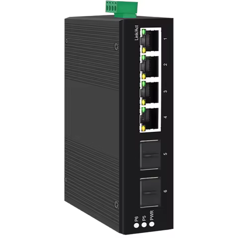 JT-COM Industrial PoE Managed Switch 4/8 Port 10/100/1000Mbps + 2 Port Gigabit SFP Slots DIN-Rail IP