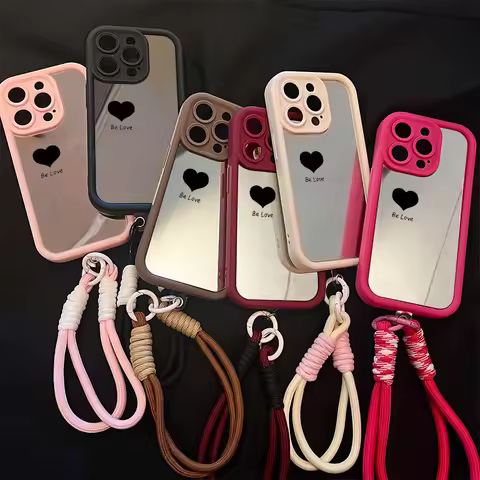 Fashion Love Heart Makeup Mirror Case For Realme Note 60 60X C51 C63 C67 C53 C55 C65 C61 C12 C11 11 