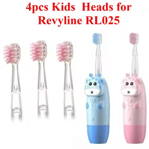 4pcs Kids Replacement Toothbrush Heads for Revyline RL025/LANBEIBEI LB-L01 Electric Toothbrush Gift 
