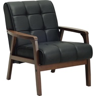 Pierre 1 Seater / Twin Seater Wood Cushion Sofa ( Black Pu Leather / Brown Cushion ) / Lounge Sofa /