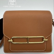 🌈Hermes🧡Mini Roulis 19🧡金棕金扣🧡98新🌟evercolor皮🌟