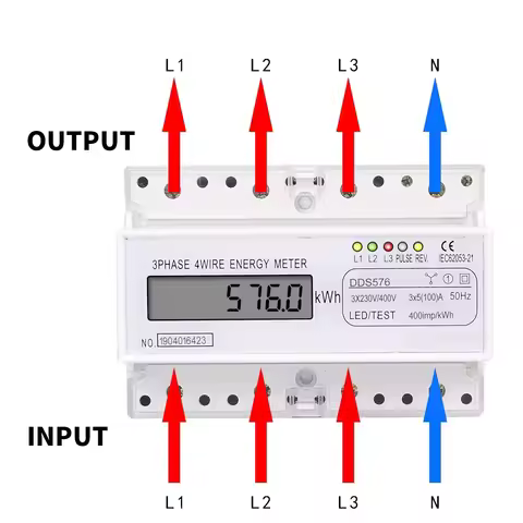 DDS576 three-phase liquid crystal display household 380V rail type watt-hour meter 7P energy meter 5