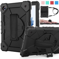 for Samsung Galaxy Tab A8 Case with Kickstand,360 Rotating Hand Strap /Shoulder Strap Three Layer Sh