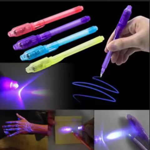 Luminous Light Pen Magic Purple 2 In 1 UV Black Light Combo Drawing Invisible Ink Pen Learning Educa