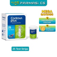 Contour Plus Blood Glucose Test Strips 25 Test Strips EXP:04/2027 [ Glucose Monitor Test Strip, Farm