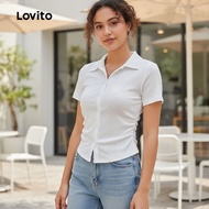 Lovito Women's Ruched Button Summer Spring Casual Blouse L128ED445