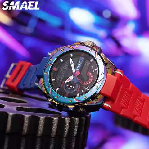 SMAEL Fashion Brand Alloy Watch Men's Multi functional Cool Dual Display Outdoor Waterproof Electron