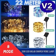 22 meter 200 LED Solar Copper Wire Lamp 8 Mode Powered String Fairy Light Holiday Outdoor Waterproof