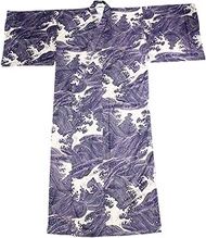 Japanese Yukata, Wave Pattern, Made in Japan, Purple (Suitable for Height 5 ft 7-70.9 inches (170-18