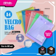 [ KIDARIO ] A4 VELCRO BAG | HOLDS UP TO 300 PAPERS | 6 RANDOM COLOURS | TRANSPARENT DESIGN