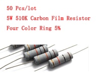 Điện Trở Màng Cacbon 50 Cái/lốc 5W 510K Điện Trở Vòng Màu 5%