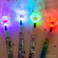 5RS4 [1 Piece] ins Cute Cat Claw Luminous Gel Pen Creative Girl Heart Oil Glitter Colorful Light Pen