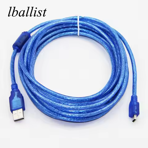 lballist Mini 5Pin USB Cable USB 2.0 Type A Male to Mini 5P Male Foil+Braided Shielded 1.5m 1.8m 3m 