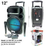 A1201 ลำโพง 12นิ้ว ขยาย เสียง usb bluetooth aux microphone input ไมค์พร้อมลำโพง ไมรอยไร้สาย 2 อัน ลำ
