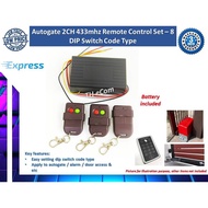Autogate Door Wireless Remote Control Set - 2 Channel 433mhz Dip Switch Code Type (2CH 433 Remote Se