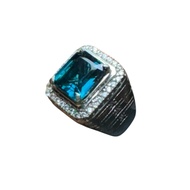 London blue topaz square gemstone ring | BD02-252