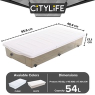 Citylife 54L Transparent Underbed Stackable Storage With Wheels / Double-sided Lid X-6073