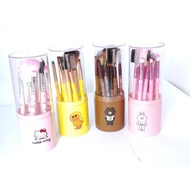 kuas set tabung line karakter & hello kitty kuas make up karakter set