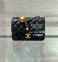 Chanel金球羊皮方胖子黑金手袋