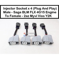 Set 4pcs Saga BLM FLX 4G15 Engine injector harness convert to 2az 1zz Myvi Vios Y2K Female Injector 