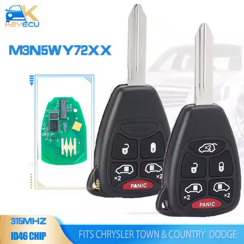 KEYECU M3N5WY72XX Remote Key 5B / 6 Button 315MHz ID46 for Chrysler TOWN & COUNTRY for DODGE GRAND C
