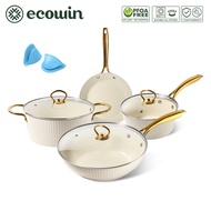 ecowin 7pcs Luxury Series Ceramic Rock Non Stick Cookware Set Pan Set for Induction Cookware Suitabl