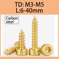 Gold cylinder head fixed sound sharp tail wood screw cup head hexagonal self-tapping screw speaker M3M3.5M4M5