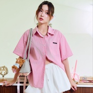 FLAT2112 FF1091 : OPHELIA SHORT SLEEVE SHIRT เสื้อเชิ้ต คอปก เเขนสั้น โอเวอร์ไซซ์  ชุดผู้หญิง แฟชั่น
