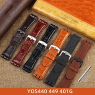 23MM Genuine Calf Leather Watchband For Swatch IRONY YOS440 449 448 447 401G Men Watch Strap Steel C