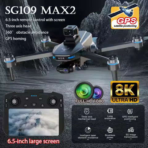 2025 New SG109 MAX2 GPS Drone With 8K Camera 3-Axis Gimbal WIFI Laser Obstacle Avoidance Screen Remo