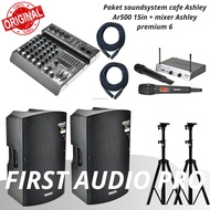 Paket soundsystem cafe Ashley Ar500 15in + mixer Ashley premium 6