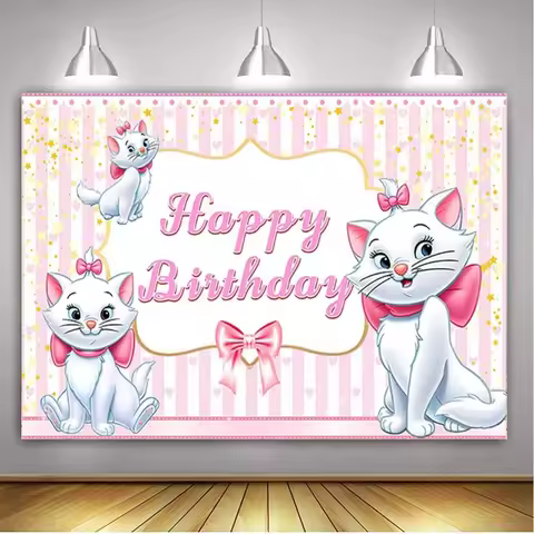 The Aristocats Photography Backdrop For Birthday Party Supplies Marie Photo Backgrounds Pink Marie C