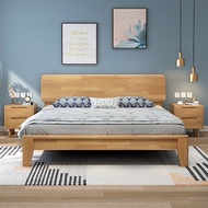 【Ready Stock】Solid Wooden Bed Frame Single/Super Single/Queen/King Size Bedframe With Mattress Wooden Bedframe
